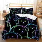cute dog neon art bedding set dog one line art pattern dog lover gift bedding cover with 2 pillowcases 100 polyester 0