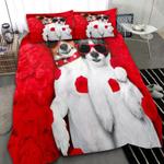 cute dogs bedding set couple dog and rose love bed set dog lover gift bedding cover with 2 pillowcases 100 polyester 0