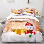cute snowman comforter set merry christmas winter snow winter best gift bedding cover with 2 pillowcases 100 polyester 0