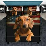 dachshund american flag vintage grunge usa flag dog lover gift bedding cover with 2 pillowcases 100 polyester 0