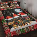 dachshund christmas night moon dachshund christmas border decor bedding cover with 2 pillowcases 100 polyester 0