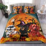 dachshund trick or treat funny dogs halloween bedding set hello fall dogs lover bedding cover with 2 pillowcases 100 polyester 0