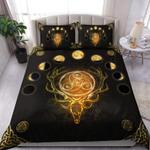 deer moon phases wicca ritual comforter set deer trophy astrology bedding cover with 2 pillowcases 100 polyester 0