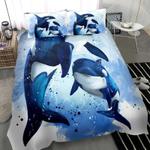 dolphins 3d print bedding set cute dolphin in water cartoon style bedding cover with 2 pillowcases 100 polyester 0