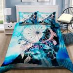 dreamcatcher blue wolf night bedding set wolf lover gift for family house decor bedding cover with 2 pillowcases 100 polyester 0