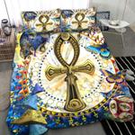 egyptian cross of life horus eye bedding set colorful butterflies bedding set special gift bedding cover with 2 pillowcases 100 polyester 0