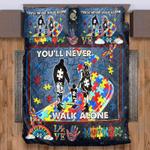family autism awareness bedding set youll never walk alone puzzles road bedding cover with 2 pillowcases 100 polyester 0