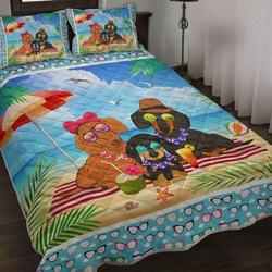 Family Dachshund Dogs Beach Summer Bedding Set Dachshund Dog Lovers Gift Idea
