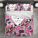 fashion icon beauty bedding set king girl beauty tips makeup fans gift bedding cover with 2 pillowcases 100 polyester 0