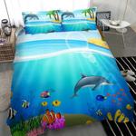 fishes dolphin 3d print bedding set hawaiian style beach dolphin bedding cover with 2 pillowcases 100 polyester 0