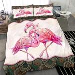 flamingo falling in love mandala bedding set cute drawing for couple bedding cover with 2 pillowcases 100 polyester 0