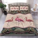 flamingo family flower mandala pattern happy family day gift for flamingo lovers bedding cover with 2 pillowcases 100 polyester 0