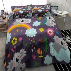 Flowers Cartoon Koala Duvet Cover Cute Koala Family Cute Drawing