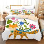 fox tail light dog 3d printing bedding sets flower pattern on fox bedding cover with 2 pillowcases 100 polyester 0