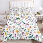 fresh small floral pattern queen bedding set bees floral fans gift idea bedding cover with 2 pillowcases 100 polyester 0