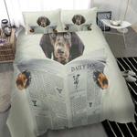 funny dachshund reading newspaper bedding set daddy dog puppy bedroom decor bedding cover with 2 pillowcases 100 polyester 0
