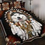 funny husky headdress native american chief bedding set tribal dog bedding cover with 2 pillowcases 100 polyester 0