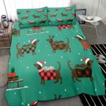 funny wiener dog santa merry christmas comforter set dachshund puppy bedding cover with 2 pillowcases 100 polyester 0
