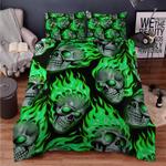 ghost green skull bedding set ghost skull pattern halloween gift bedding cover with 2 pillowcases 100 polyester 0