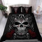 grim reaper bedding set sugar skull and rose the dead halloween gift bedding cover with 2 pillowcases 100 polyester 0