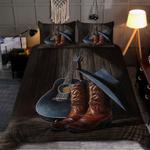 guitar cowboy boots hat comforter set cowboy life lover wild west bedding cover with 2 pillowcases 100 polyester 0