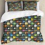 guitar pattern bedding set guitar bedding cover music bed set gift for guitar players bedding cover with 2 pillowcases 100 polyester 0