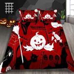 halloween black cat pump hat witch broom spider pattern halloween day bedding cover with 2 pillowcases 100 polyester 0