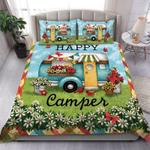 happy camper camping car daisy cardinalis bedroom decor for camping lovers bedding cover with 2 pillowcases 100 polyester 0