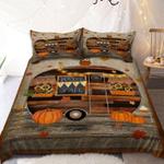 happy fall yall sunflower pump owl and leaves fall vintage style bedding cover with 2 pillowcases 100 polyester 0