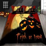 happy halloween trick or treat bed set halloween lovers perfect gifts bedding cover with 2 pillowcases 100 polyester 0