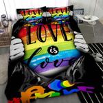 happy pride month rainbow love is love bedding set coming out bedding cover with 2 pillowcases 100 polyester 0