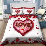 happy valentines day bedding set love teddy heart rose wife gift romantic bedding cover with 2 pillowcases 100 polyester 0