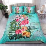 hawaiian hibiscus and polynesian flamingo bedding set summer gift bedding cover with 2 pillowcases 100 polyester 0