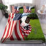 heifer american flag bedding set farm cow at field cow lover gift bedding cover with 2 pillowcases 100 polyester 0