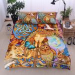 hippie girl with animals bedding set mother of nature flute owl wolf rabbit bedding cover with 2 pillowcases 100 polyester 0