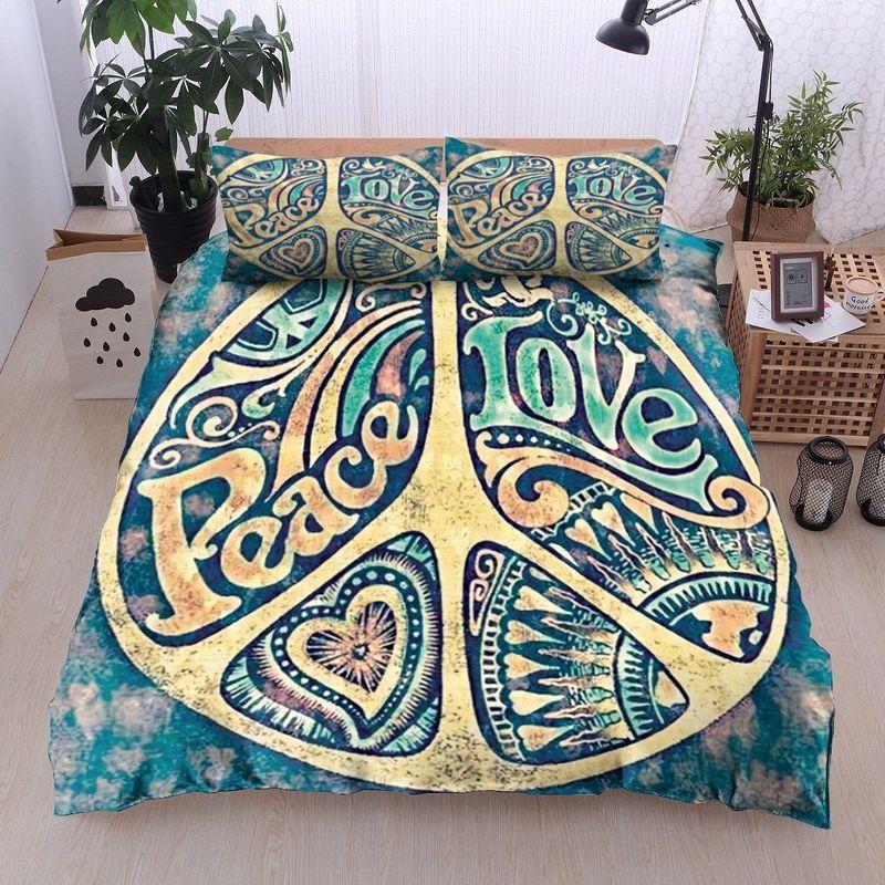 Hippie Peace Love Bedding Set Vintage Hippie Let It Be Imagine hippie peace love bedding set vintage hippie let it be imagine bedding cover with 2 pillowcases 100 polyester 0