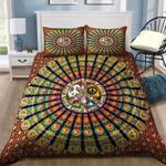 hippie sign mandala comforter set wild flowers hippie peace symbol bedding cover with 2 pillowcases 100 polyester 0