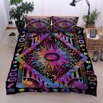 hippie sun and moon bedding set astrology hippie trippy stars family gift bedding cover with 2 pillowcases 100 polyester 0