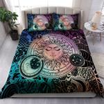 hippie sun bedding set mandala sun moon art wicca lovers home decor bedding cover with 2 pillowcases 100 polyester 0