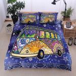 hippie van in the sky night bedding set happy camper stars astrology bedding cover with 2 pillowcases 100 polyester 0