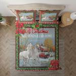 horses couple merry christmas bedding set at christmas all roads lead home bedding cover with 2 pillowcases 100 polyester fbvu040802 0