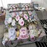 hummingbird and flower bottle bedding set live by faith grow in grace walk in love bedding cover with 2 pillowcases 100 polyester 0