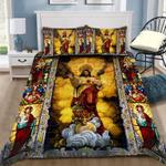 jesus christian bedding set jesus savior bedding set church glass painting printed bedding cover with 2 pillowcases 100 polyester 0