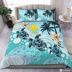 kanaka maoli hawaiian blue turtle hibiscus bedding set sea turtle lovers bedding cover with 2 pillowcases 100 polyester 0