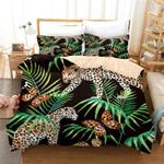 leopard paw kiss tropical plant summer style bedding set gift christmas bedding cover with 2 pillowcases 100 polyester 0