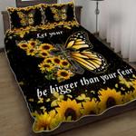 let your faith be bigger than your fear bedding set sunflower butterfly quilt set gift for christian bedding cover with 2 pillowcases 100 polyester 0