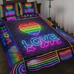 lgbt love is love bedding set lgbt pride neon bed set room decor lgbt supporters gift happy pride month bedding cover with 2 pillowcases 100 polyester 0