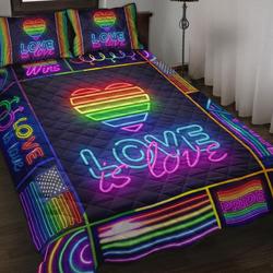 Lgbt Love Is Love Bedding Set Lgbt Pride Neon Bed Set Room Decor Lgbt Supporters Gift Happy Pride Month