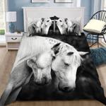 love horses bedding set white horse couple husband to wife gift idea bedding cover with 2 pillowcases 100 polyester 0