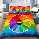 love is love bedding set lgbt raindbow daisy floral pride gift idea bedding cover with 2 pillowcases 100 polyester 0